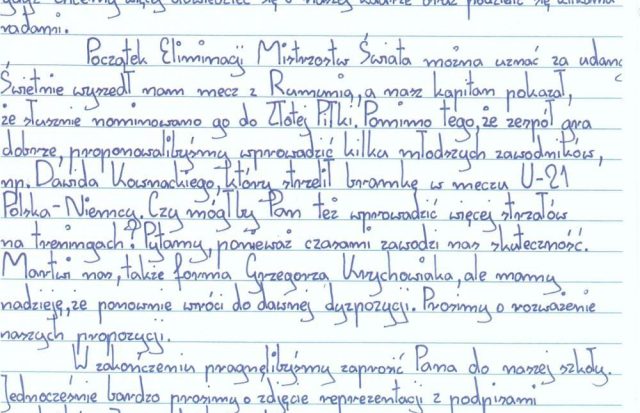 Klasa czwarta napisała list do trenera Nawałki!